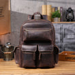Woosir Vintage Leather Laptop Backpack for Men front dark brown variant Brown