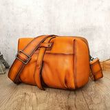 Woosir Vintage Full-Grain Leather Shoulder Bag leather shoulder bag 04 orange detail
