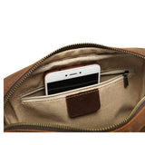 Woosir Vintage Full-Grain Leather Shoulder Bag leather shoulder bag 12 front pocket detail