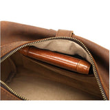 Woosir Vintage Full-Grain Leather Shoulder Bag leather shoulder bag 13 rear zipper detail