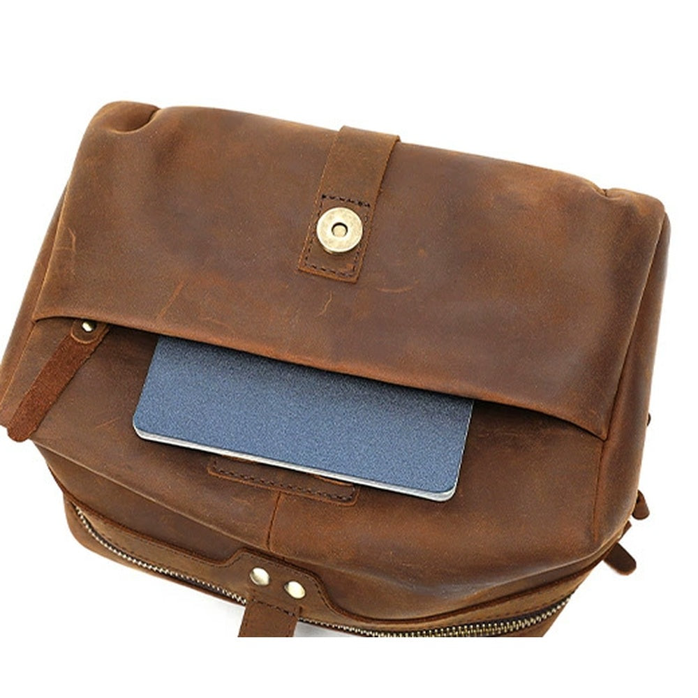 Woosir Vintage Full-Grain Leather Shoulder Bag leather shoulder bag 14 interior pocket detail