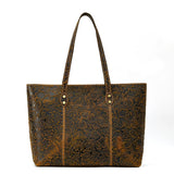 SEO: Woosir Vintage Printed Genuine Leather Tote Shoulder Bag color variant