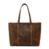 SEO: Woosir Vintage Printed Genuine Leather Tote Shoulder Bag strap detail