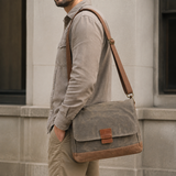 Waterproof Waxed Canvas Messenger Bag for Men exact product model side lifestyle