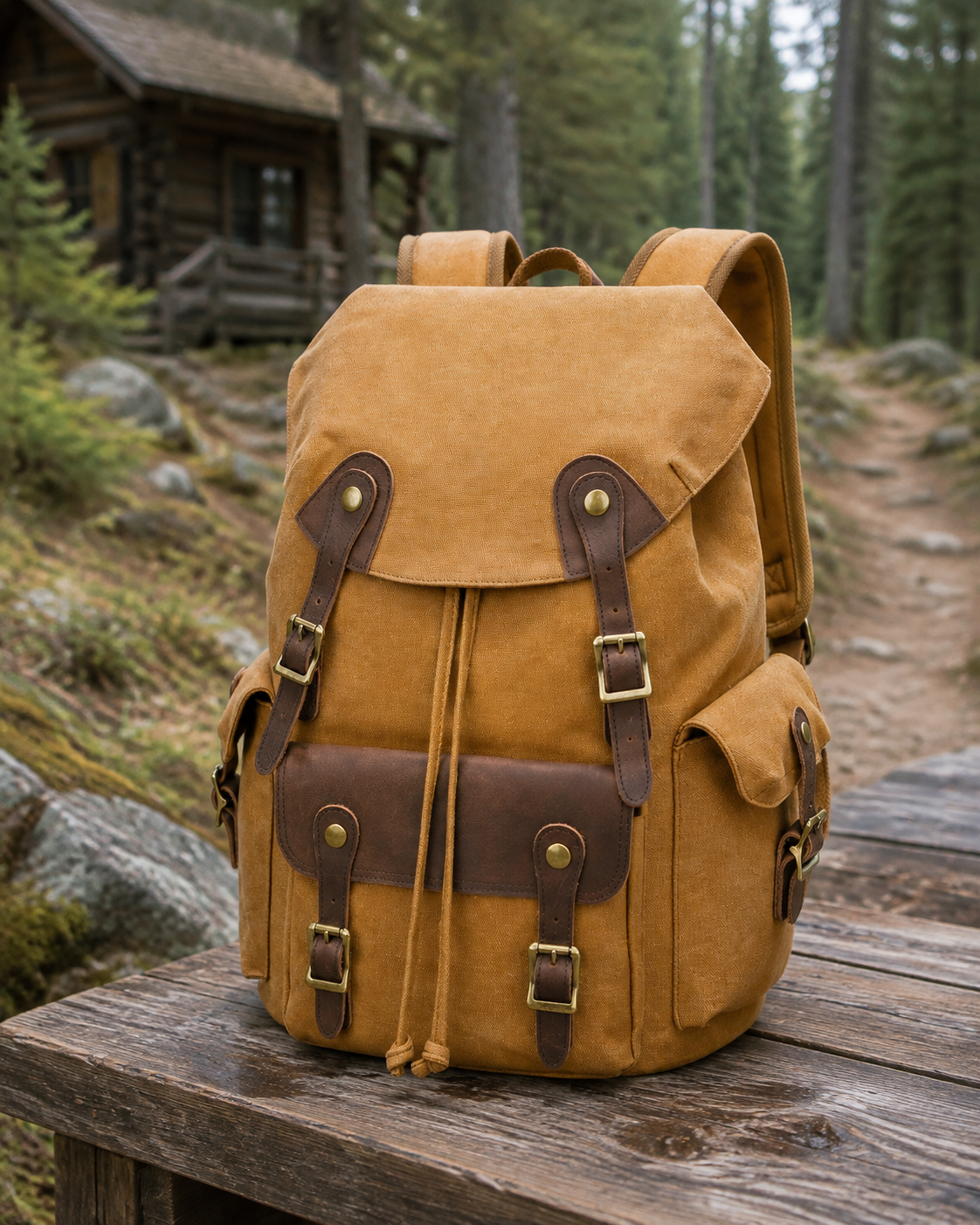 Woosir generated scene 1 | waxed-canvas-backpack-vintage-outdoor-travel-for-men