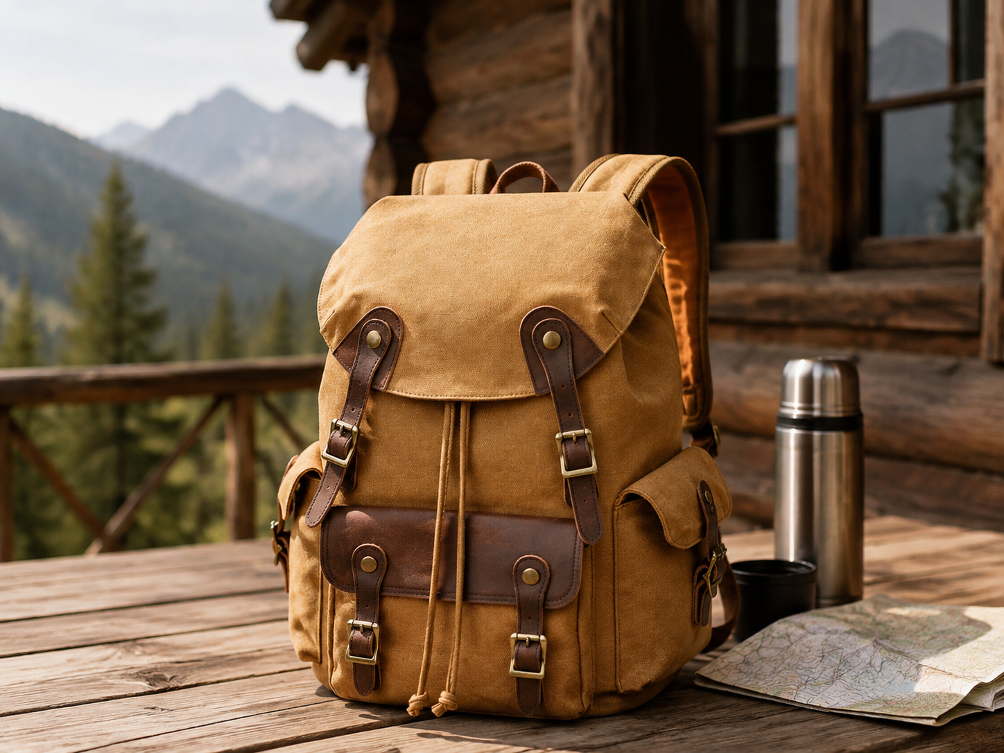 Woosir generated scene 2 | waxed-canvas-backpack-vintage-outdoor-travel-for-men