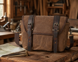 Woosir generated scene 1 | waxed-canvas-messenger-bag-with-genuine-leather-waterproof