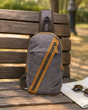 Woosir generated scene 2 | waxed-canvas-sling-bag-with-leather-for-men
