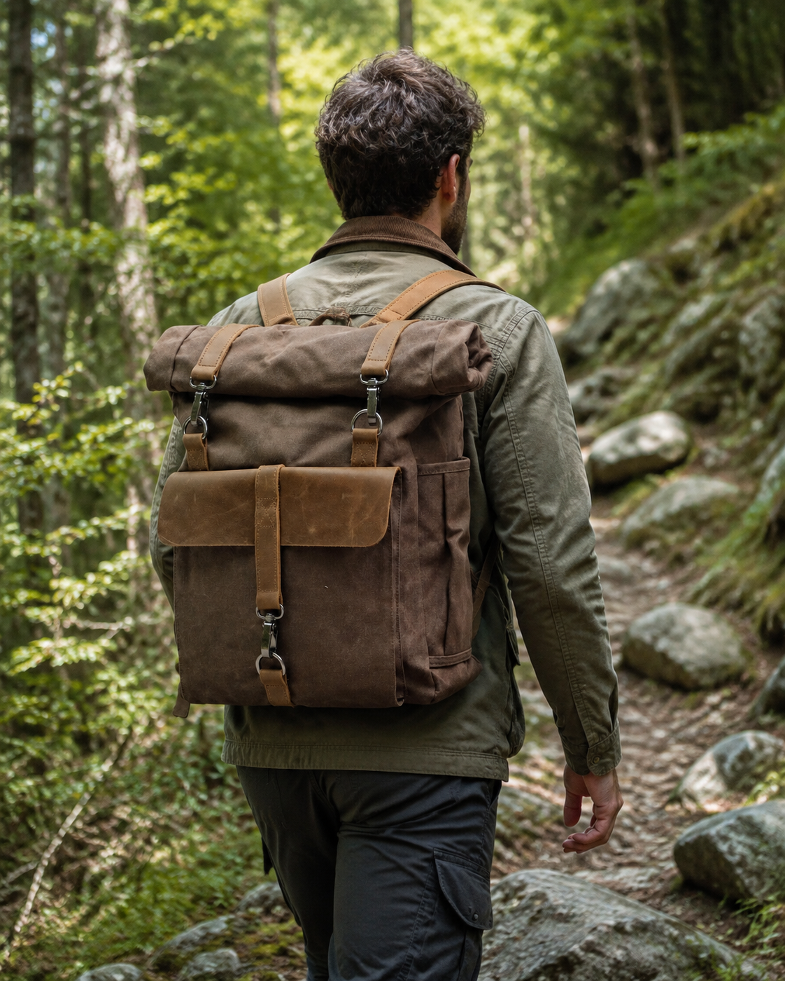 Woosir generated model 1 | woosir-large-vintage-canvas-backpack-mens-women