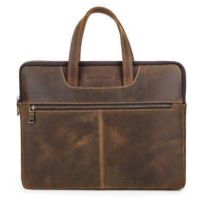 15 inch Cowhide Leather Macbook Pro Laptop Bag Woosir