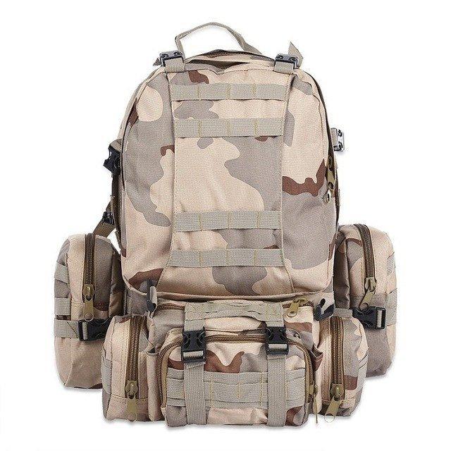 55L Molle Backpacks Outdoor Multifunctional Rucksack, Three Sand