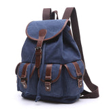 School Cotton Canvas Backpack With Multiple Pockets - Woosir