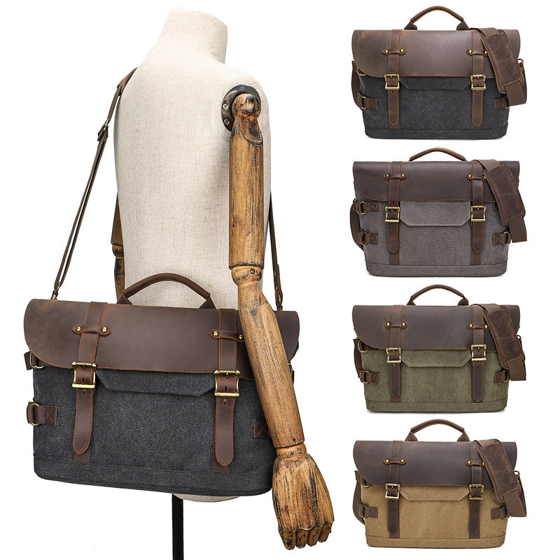 Mens Shoulder Bags Canvas Messenger Bags Vintage Waterproof Bags