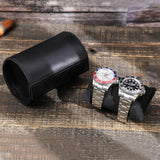 Woosir Leather Black Watch Roll Case for 2 Watches - Woosir