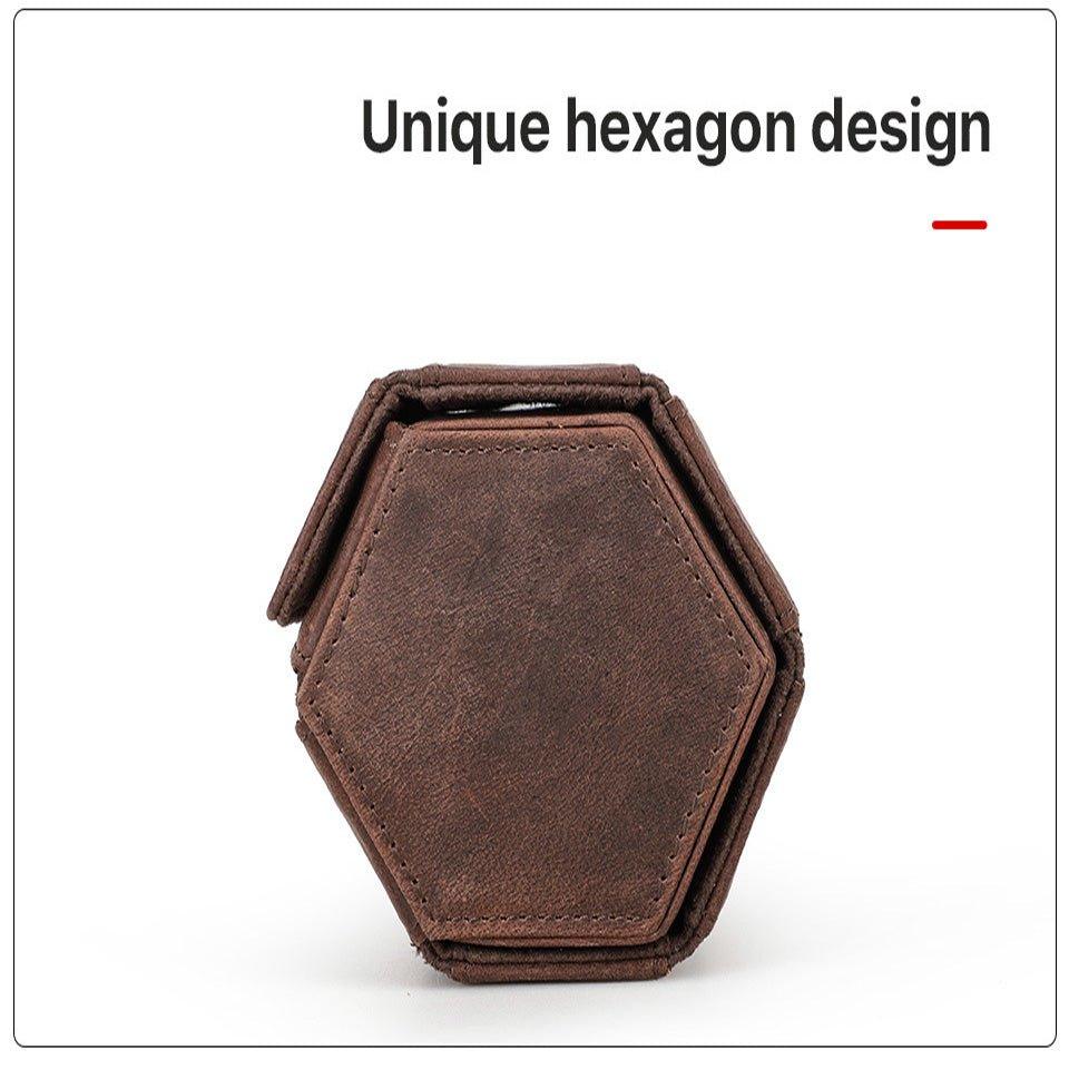 Woosir Leather Hexagon Watch Roll Case for 3 Watches - Woosir