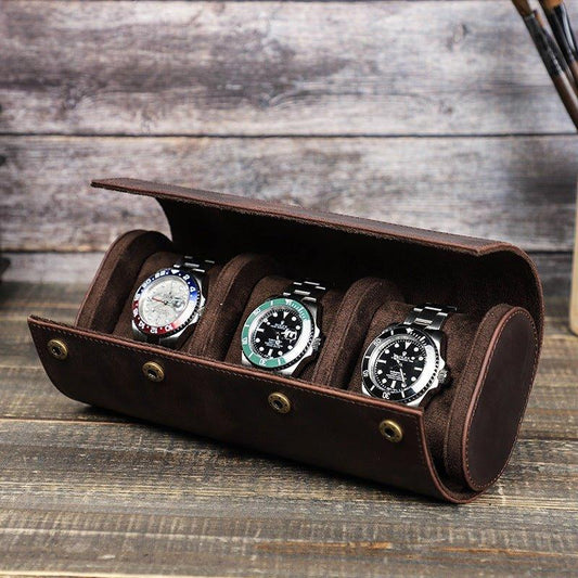 Woosir Leather Watch Roll Case for Men for 3 Watches - Woosir