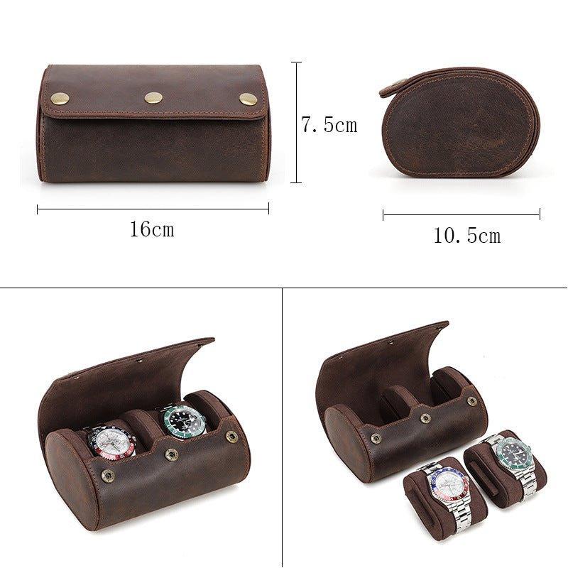 Woosir Vintage Leather Watch Roll Case for 2 Watches - Woosir