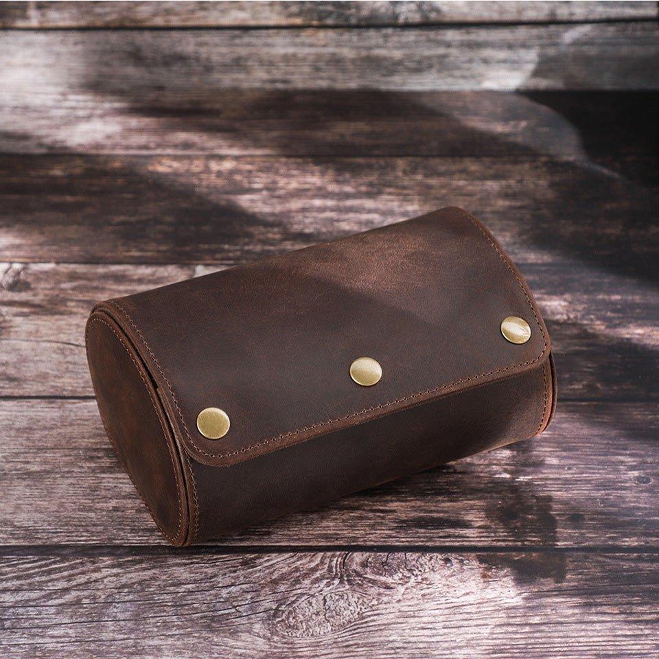 Woosir Vintage Leather Watch Roll Case for 2 Watches - Woosir