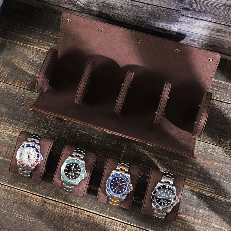 Woosir Leather Watch Roll Case for 4 Watches - Woosir