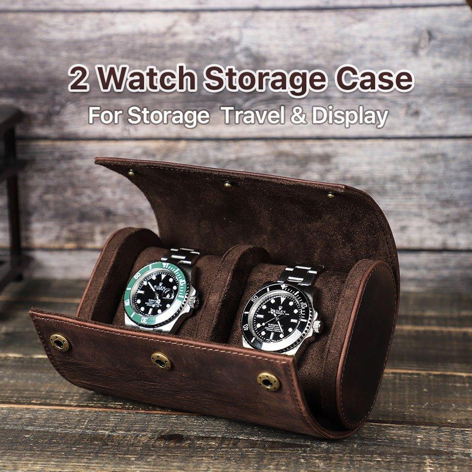 Woosir Leather Watch Rolls Case for 2 Watches - Woosir