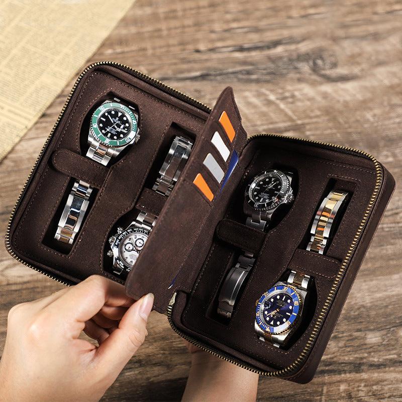 Woosir Multifunctional Leather Watch Travel Case for 4 - Woosir