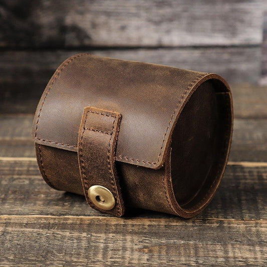 Woosir Round Shape Leather Single Watch Case for Men - Woosir