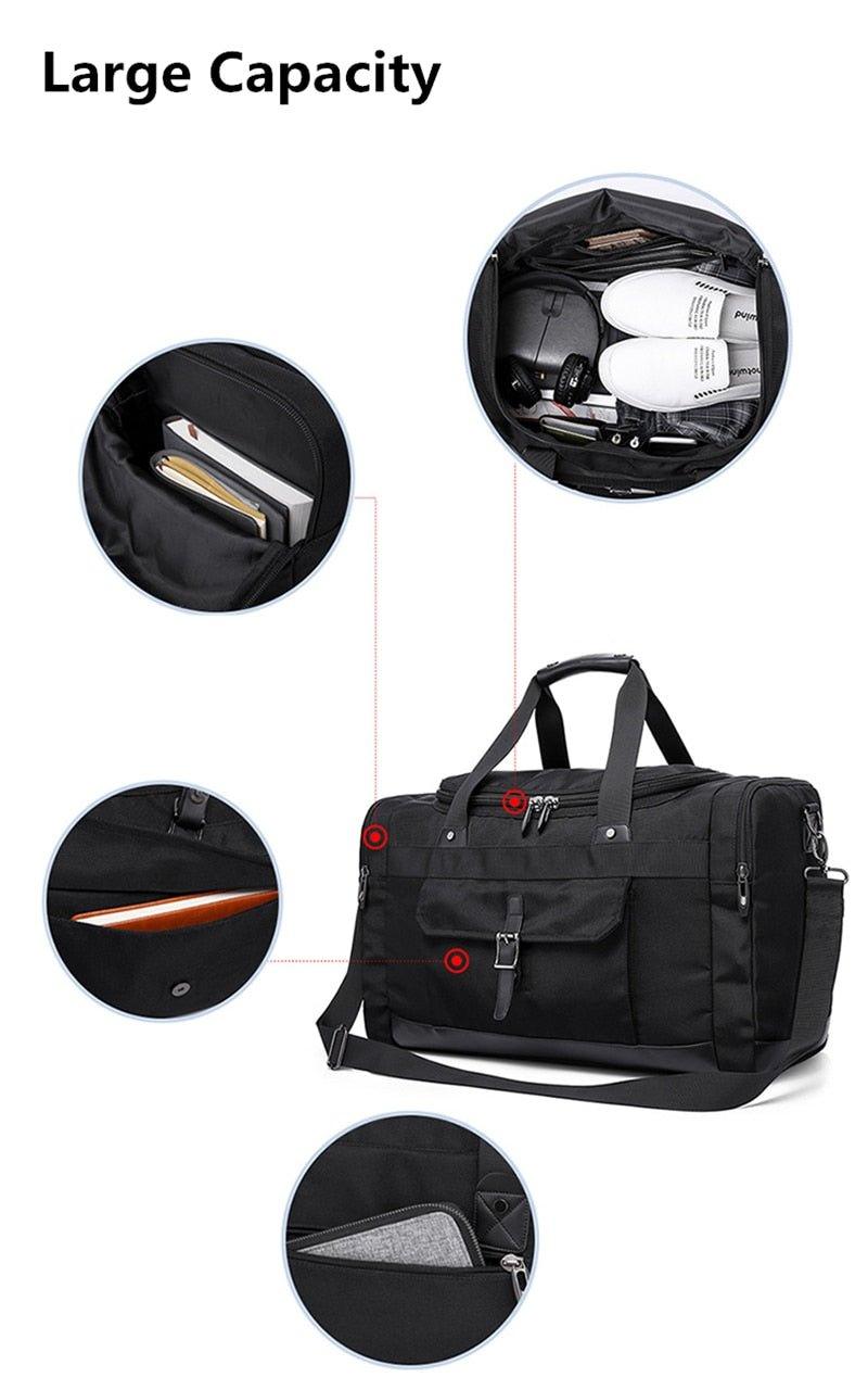 Black Nyon Travel Duffel Bag Unisex Weekender Bags - Woosir