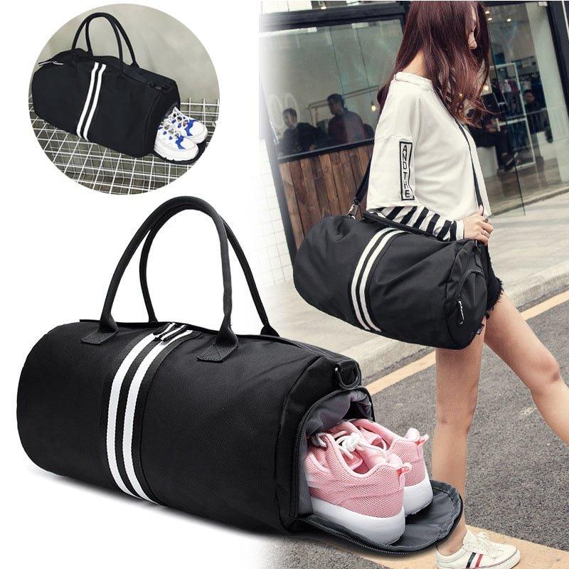 Canvas Duffle Bag Mens Womens Black Duffel Handbag - Woosir