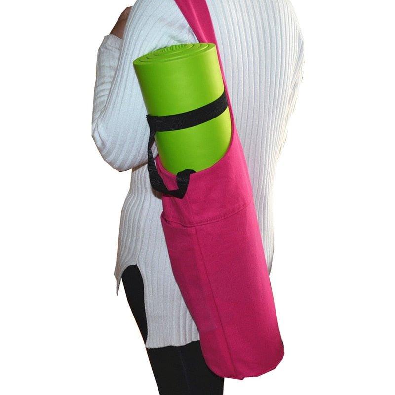 Canvas Yoga Mat Bag Tote Sling Carrier with Large Side Pocket - Woosir