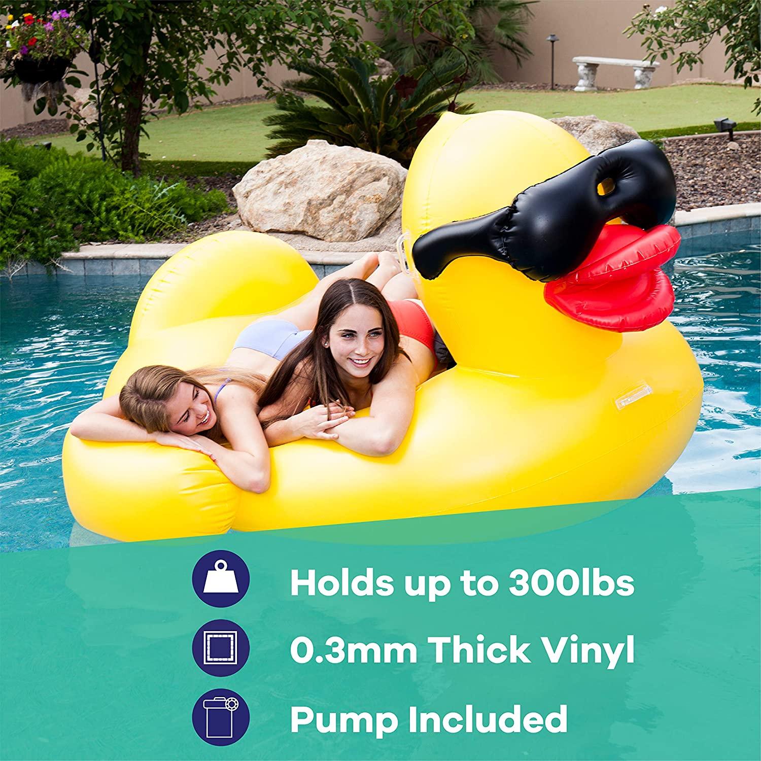 Round Cute Inflatable Float Cute Duck Inflatable Pool Float Lounger - Woosir