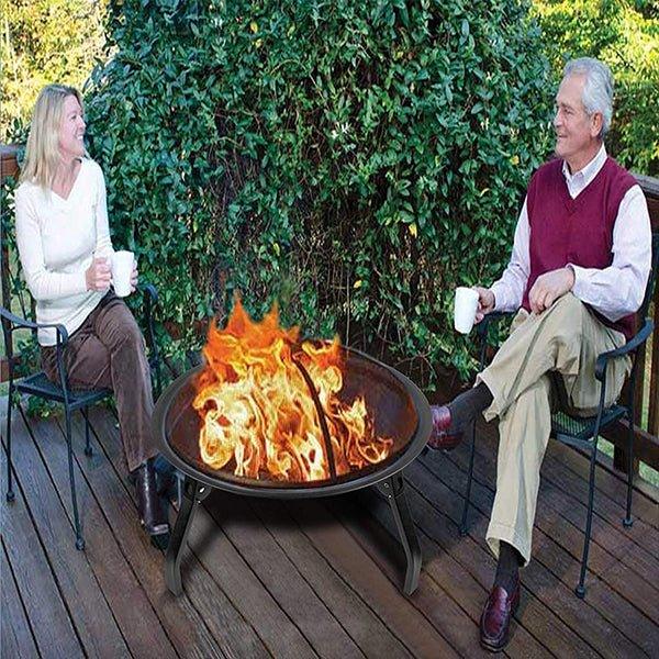 Fire Pits Outdoor BBQ Grill Bowl with Mesh Screen Cover - Woosir