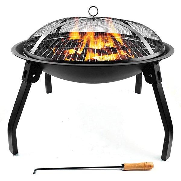 Fire Pits Outdoor BBQ Grill Bowl with Mesh Screen Cover - Woosir