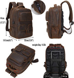 Mens Leather Backpack Multi Pocket - Woosir
