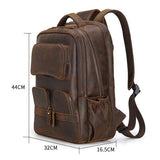 Mens Leather Backpack Multi Pocket - Woosir