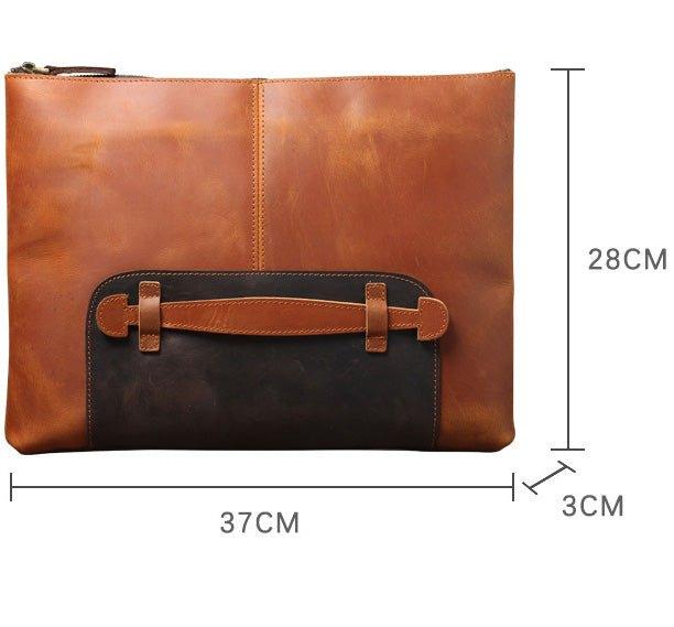 Men's Leather Clutch Bag with Wrist Strap