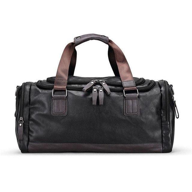 men's bags for travel Mens PU Leather Gym Bag Sports Duffel Travel Luggage