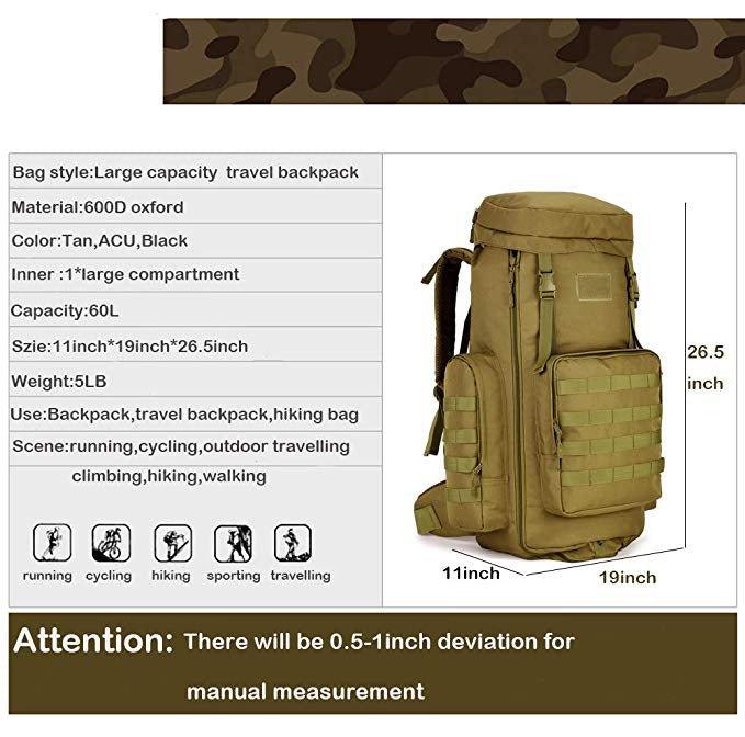 Molle Expandable Backpack 70L to 85L, Black Molle Expandable Backpack 70L to 85L, Black