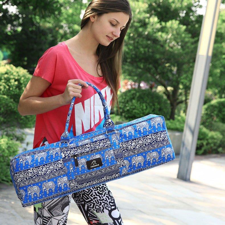 Patterned Canvas Yoga Mat Duffle Bag with Pocket - Woosir