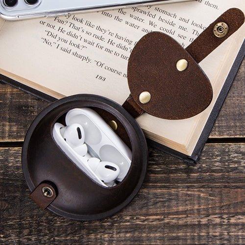 Portable Cowhide Leather Case for Airpods Pro - Woosir