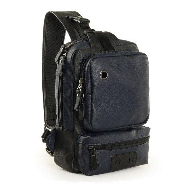PU Leather Men Sport Bags Male Travel Chest Bag - Woosir