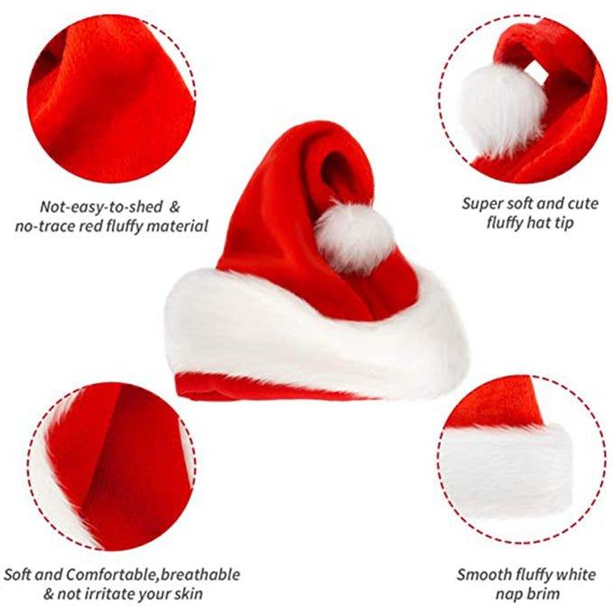 Santa Hat Velvet Christmas Hats Adults Kids (3 pack) - Woosir