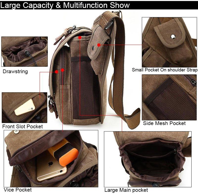 Brown Canvas Messenger Bag Canvas Shoulder Bag - Canvas Bag