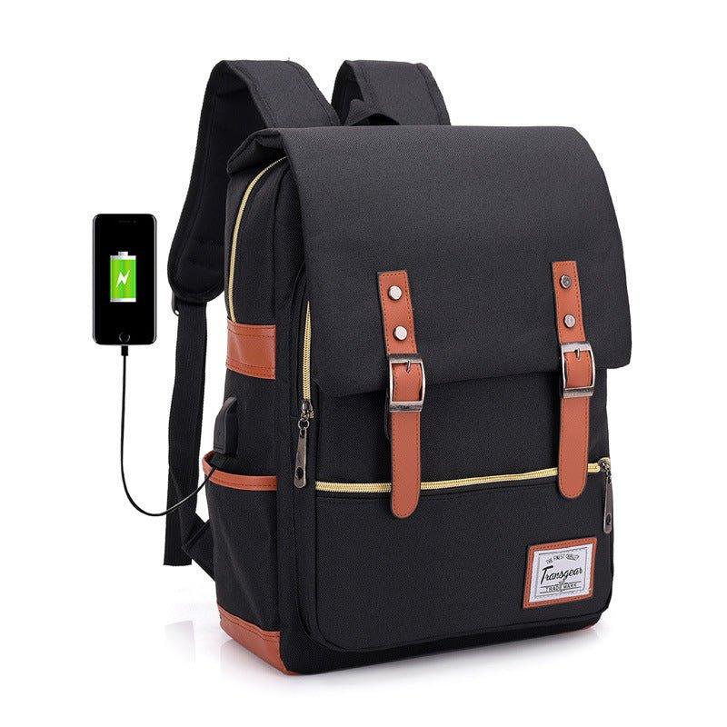 backpack vs laptop bag college Vintage Laptop Backpack College Bag with USB Port, Black