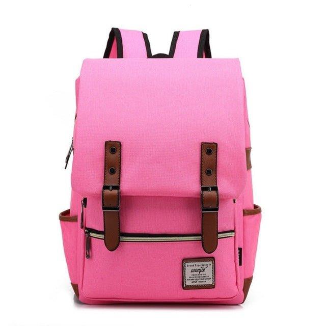 Vintage Laptop Backpack College Bag with USB Port, ROSE