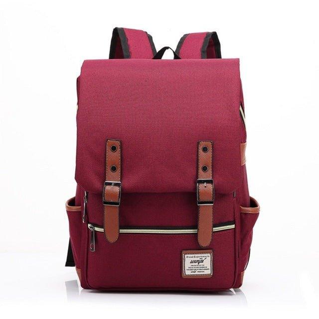 backpack vs laptop bag college Vintage Laptop Backpack College Bag with USB Port, WINE