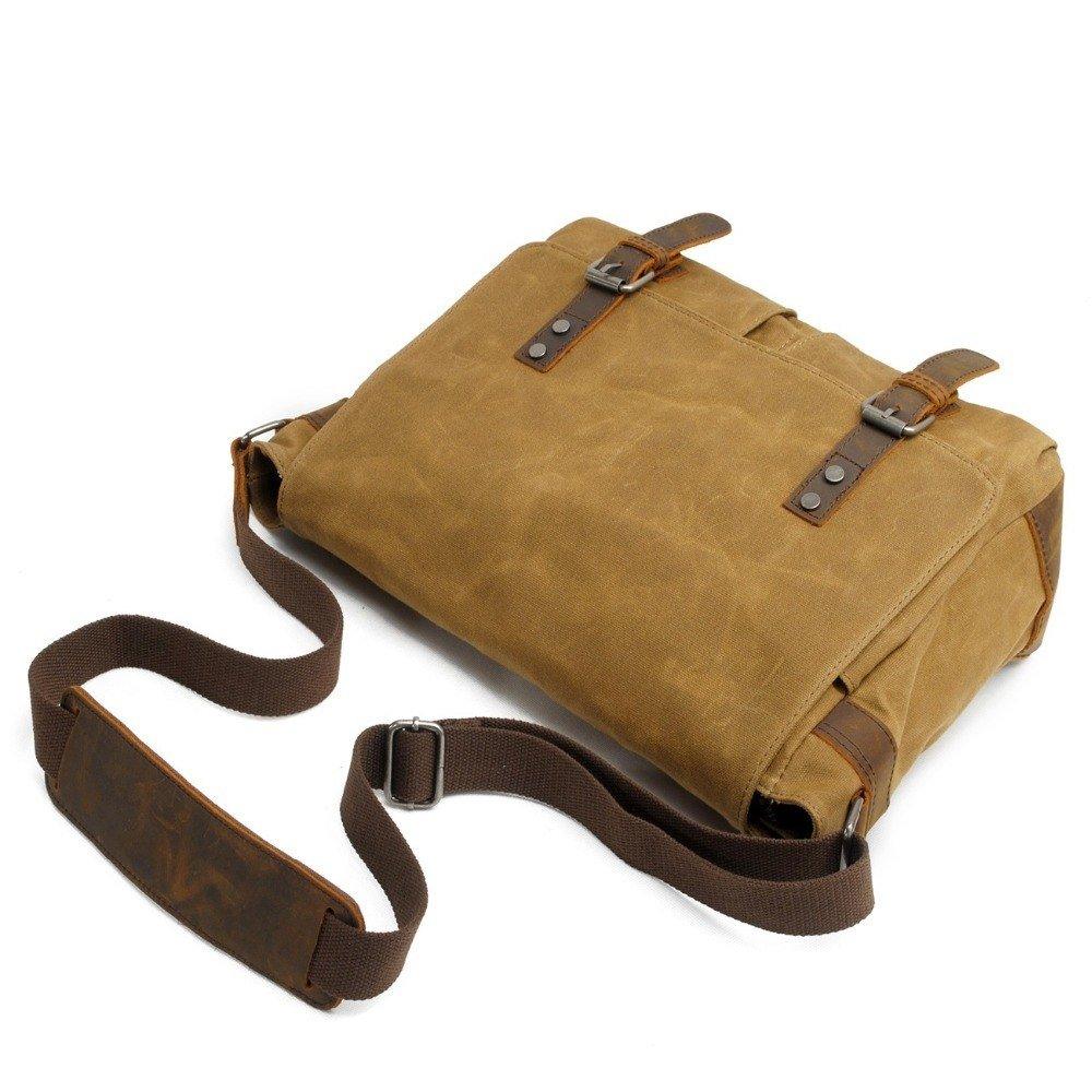 Mens Waterproof Canvas Messenger Bag for 14 Inch Laptop - Woosir