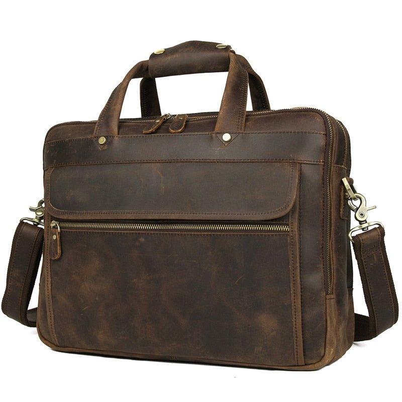 Woosir 15.6 Inches Vintage Leather Briefcase for Men - Woosir