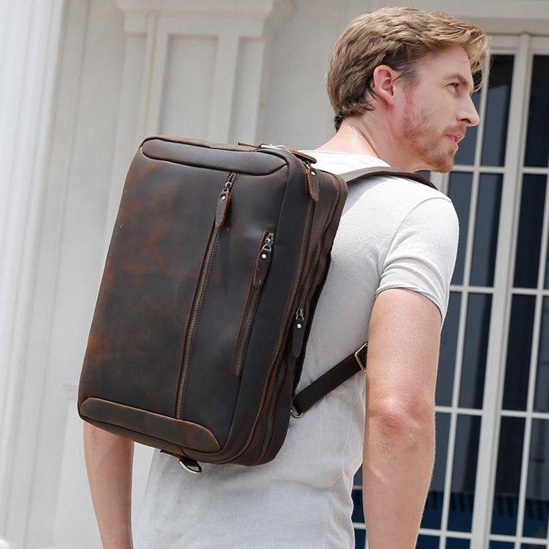 Woosir 17 Inch Briefcase Leather Backpack Woosir 17 Inch Briefcase Leather Backpack