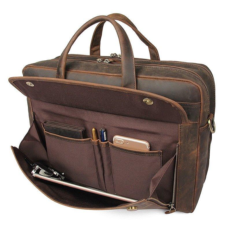 Woosir 17 Inches Vintage Leather Briefcase for Men - Woosir