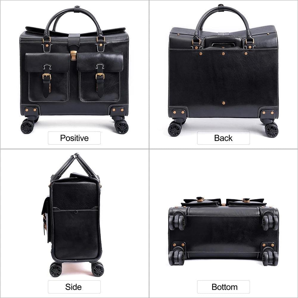 Woosir 19 Inch Travel Luggage Vintage Leather Suitcase - Woosir